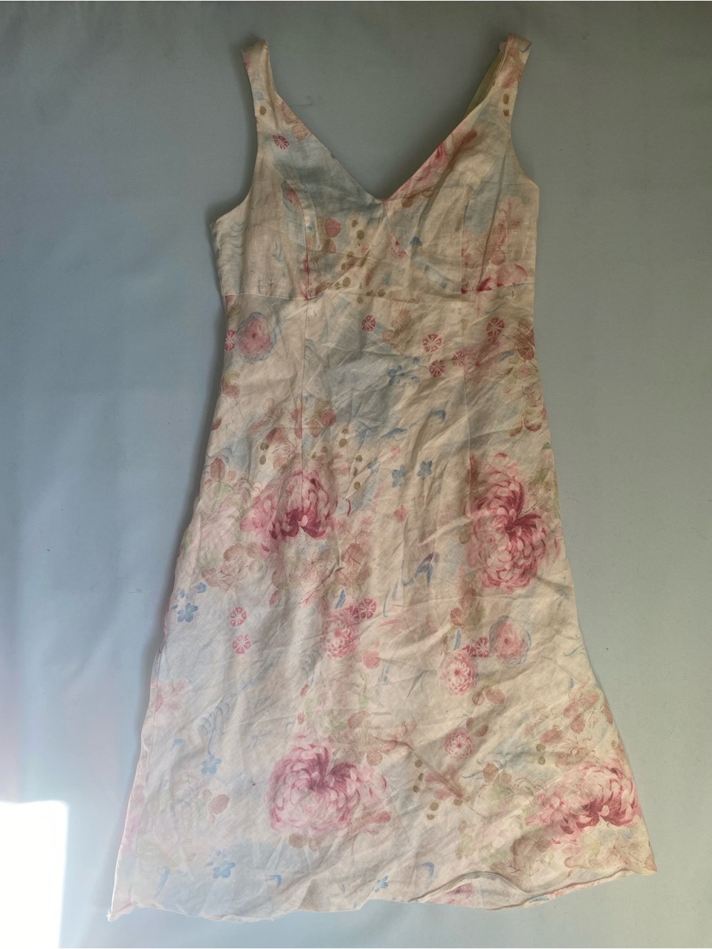 Steilmann Cream Lined Dress with Pink and Blue Accent Flowers
